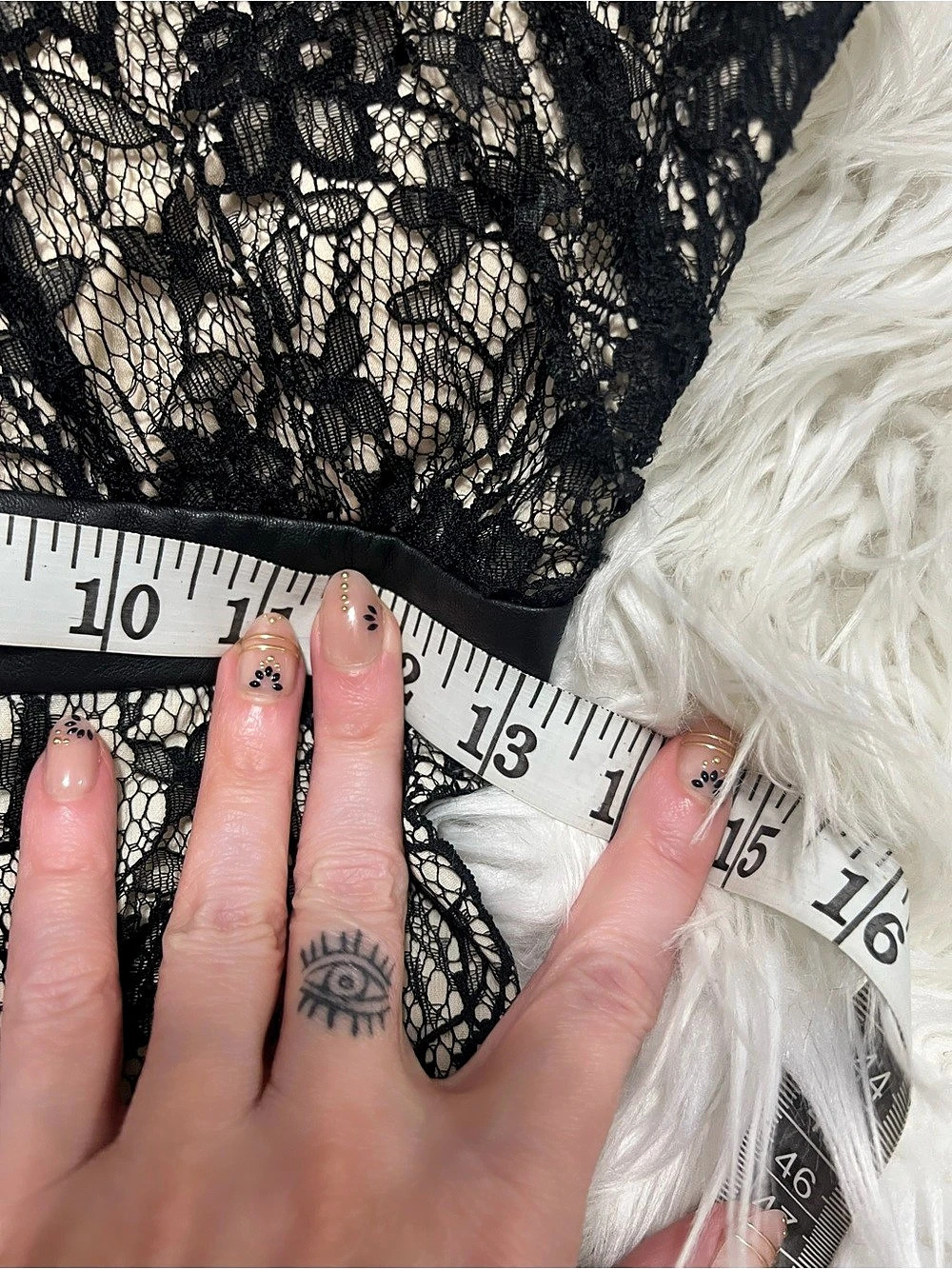 alice + olivia Black And Nude Lace With Leather Zipper Jumpsuit Small - Picture 14 of 16